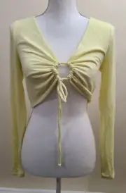 NWT Cotton On Ari Tie Front Crop Top Yellow XL Extra Large Long Sleeve