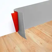 4 Inch x 20 Feet Vinyl Wall Base Baseboard Molding Trim 4'' Flexible Self Adhesive Rubber Wall Base Moulding Trim Peel and Stick Design, (Grey)