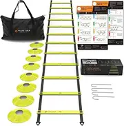 20ft Agility Ladder & Speed Cones Training Set - Exercise Workout Equipment to Boost Fitness & Increase Quick Footwork - Kit for Soccer, Lacrosse, Hockey & Basketball - with Carry Bag & Drill Charts