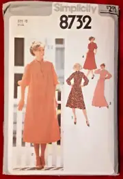 Vintage Simplicity Pattern 8732 Misses' Dresses & Tie Belt Sewing Project (H)