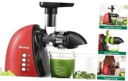 Slow Masticating Juicer, Cold Press Juicer with 2 Speed Modes & Quiet Red