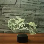 7 Color Changing 3D Illusion Night Light English Horse Riding USB Touch Gift