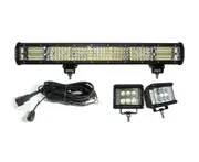 Elinz 23" LED Light Bar 4 Rows Bundle 2x 60W Driving WorkLight Flood Spot Beam