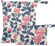 [sanluoli] washable wet dry bags 2 Pack travel essentials for baby with handles for bathing, yoga (Nautical Beach Ocean Style Roses Safari)