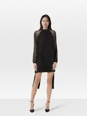Black Draped Strap Dress