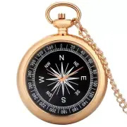 Vintage Unisex Pocket Watch Open Face Analog Quartz Display Necklace Compass