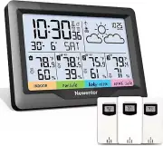 Wireless Indoor Outdoor Weather Station with 3 Remote Sensors & Atomic Clock