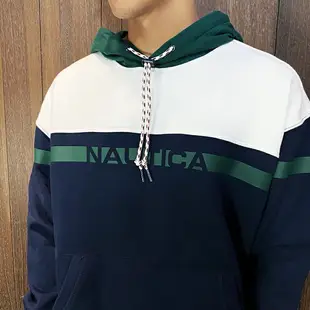 美國百分百【全新真品】NAUTICA 連帽上衣 棉質 刷毛 帆船牌 帽T 長袖 上衣 logo 藍白綠 CH05