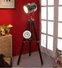 Spotlight Studio Floor Lamp with Wooden Tripod Searchlight Lamp for Maritime