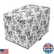 Ambesonne Black and White Dog Crate Cover, Vintage Floral Pattern Victorian C