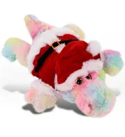 DolliBu Santa Rainbow Alligator Plush Toy with Santa Claus Outfit - 12 Inches