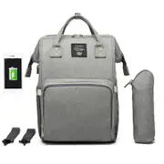 Large Capacity Baby Bag Diaper Bag Maternity Bag Mommy Bag Nappy Bag Stroller Bag with USB Charging Port,Grey