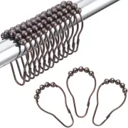 Rustproof Stainless Steel Shower Curtain Rings Hooks Set of 12 Polished Bronze
