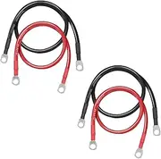 LxcshLjx 4Pcs 6AWG Battery Inverter Cables Set, 20Inch Battery Cable, Power Inverter Cables with Terminals, Pure Copper Conductor Wire with 0.39'' Copper Ring Ends for Solar RV Car Boat ATV Motorcycle