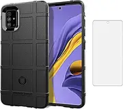 Asuwish Phone Case for Samsung Galaxy A51 4G with Tempered Glass Screen Protector Cover and Slim Thin Hard Mobile Film Rugged TPU Cell Accessories Protective A 51 M40S 51A A515F S51 Women Men Black