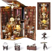 MiniCity Book Nook Kit, DIY Miniature Dollhouse Booknook Kit, 3D Wooden Puzzle Bookend Bookshelf Insert Decor with LED Light for Teenagers and Adults (Beyond Library)