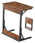 Folding TV Tray Table, 24" Wide C-Shaped End Table for Rustic Brown 1 PCS