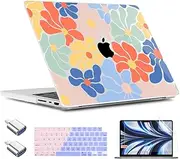 TWOLSKOO for MacBook Pro 16 inch Case M4 A3403 A3186 M3 A2991 M2 A2780 M1 A2485 (2024-2021) Pro/Max, Plastic Hard Shell & Keyboard Cover & Type C Adapter & Screen Protector, Chamomile Blue