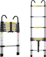 Aluminum Telescoping Extension Ladder w/ Hooks 6.6 FT (Camping, RV, Attic, Home)
