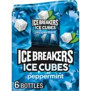 ICE BREAKERS Ice Cubes Peppermint Sugar Free Chewing Gum Bottles, 3.24 oz (6
