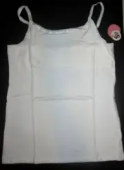 SO Girls plus 16.5 White solid stretch strappy tank top Built-in shelf bra NWT