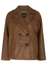 Max Mara Weekend Oria Double-breasted Leather Jacket - Brown - 14 (UK14 / L) 14 (UK14 / L)