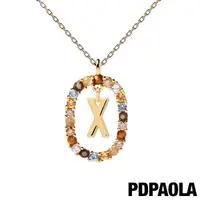 在飛比找森森購物網優惠-西班牙 PD PAOLA 圓圈字母鍍18K金彩鑽項鍊-X