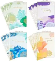 Hallmark Sympathy Cards Assortment, Abstract Watercolor (16 Assorted Thinking of You Cards with Envelopes)