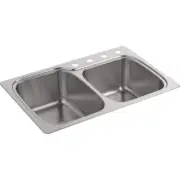 KOHLER Verse 33" Top-/Undermount Double-Bowl Kitchen Sink, Stainless Steel, 4