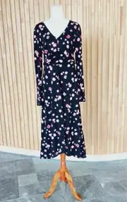 PORTMANS Black Pink Long Sleeve Midi BNWT M or 12 rrp $179