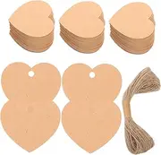 KOCKSHION 1 Set Heart Shaped Tags for DIY Crafts Blank Present Tags with Twine for Valentine Day Decorative Present Labels for Scrapbooking and