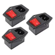 3Pcs AC-14-F16A Switch Power Socket With 10A Fuse - KCD4 Integrated Three in