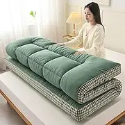 Ultra Thick Japanese Style Mattress, 4 Inch Extra Thick Futon Sofa Couch Bed, Tatami Mat, Sleeping Pad, Foldable Roll Up Futon Floor Bed for Camping Trips, Guest Room(A,1.8mx2m)