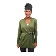 LEO & NICOLE Women's Knit Long Cardigans - Olivine