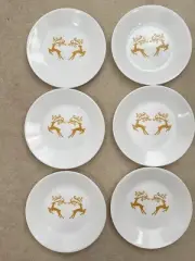 Corelle- Reindeer- Dancer And Prances- Set Of 6 Salad/dessert Plates