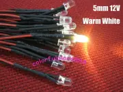 100pcs, 5mm Warm White 9V 12V DC Pre-Wired Water Clear LED Leds Light Bulb 20CM