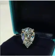 2.1Ct Pear VVS1 Moissanite 14k White Gold Plated 925 Solitaire Engagement Ring