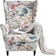 2 Piece Stretch Wing Chair Cover Set, Jacquard Fabric Armchair Slipcover for Living Room and Bedroom(3)