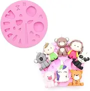 Silicone Mould for Air Dry Clay and Polymer Clay Craft - DIY Unicorn, Koala, Animals and Mini Figures Keychain