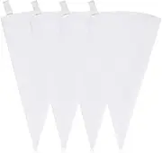 4 Pack Cloth Piping Bags Reusable Pastry Bags, 12 inch White Canvas Piping Bags, Cake Piping Bags Cake Decorating Bags Icing Piping Bags, Tipless Piping Bags for Baking(4pcs 12")