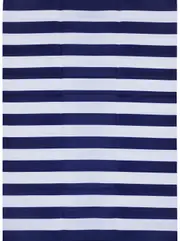 Blue and White Stripes Foldable Large Patio Outdoor Rug Camping Mat - 270 x 360 cm - Weatherproof Rug, Recycled Plastic, Sustainable, Eco Friendly UV Resistant, Durable Outdoor, Patio Rug