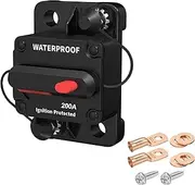 MAEZOE Car Circuit Breaker 200 AMP with Manual Reset Switch, 12V-48V DC Waterproof Inline Fuse Inverter for Marine Trolling Motors Boat ATV Manual Power (200A)