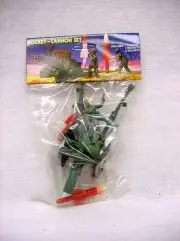 Vintage 1960's Howitzer Rocket Cannon and two Soldiers Fires Missile
