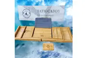 Bath Caddy + Bonus Bamboo Soap Dish. Our Expandable Bamboo Bathtub Tray is Fitted with an iPad Holder and Phone Holder. Self Care in The tub is not a Luxury, It's a Necessity