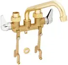 Homewerks Rough Brass Laundry Tray Faucet with Legs 2 Handles Swivel Spout