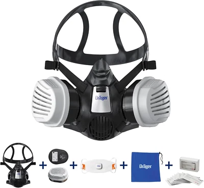 Dräger X-Plore 3500 Bushfire Respirator Mask Kit: Half-Face Mask + Abek1Hg-P3 Fi