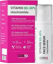 [COS-IQ] 20% Niacinamide Face Serum with Vit B3 & Hyaluronic Acid 30ml - Clear Glowing Skin, Bright Skin, Reduces Dullness, Hydrates & Repairs Skin, Reduces Acne Marks, Pore Shrinker Formula