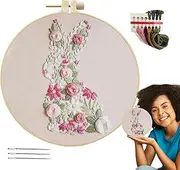 Beginner Embroidery Kits | Bunny Beginner Embroidery Kit for Adults,Festive Decor, Cute Easter Sewing Kits with Thread and Hoop, Holiday Decoration