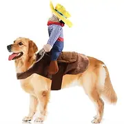 Cowboy Rider Dog Costume - Dog Costumes for Small Dogs or Cats, Dogs Clothes Knight Style with Doll and Hat for Day Pet Costumedog halloween costumes
