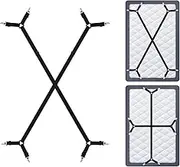 DS. DISTINCTIVE STYLE Sheet Straps 2 Pieces Mattress Sheet Holder Straps for Queen/King Size Bed Suspenders Twin XL Adjustable Elastic Bands and Corner Clips